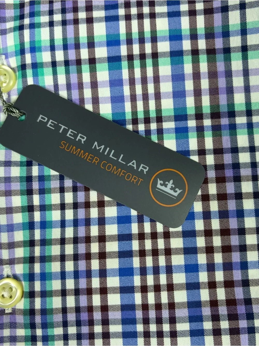 Peter Millar Summer Comfort Shirt XXL Multicolor Plaid Button-Up Nylon Stretch - Picture 4 of 11